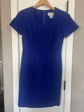 Royal Blue Short Sleeve Linen Sheath Dress